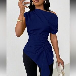 SHEIN Navy Blue Asymmetrical Top
